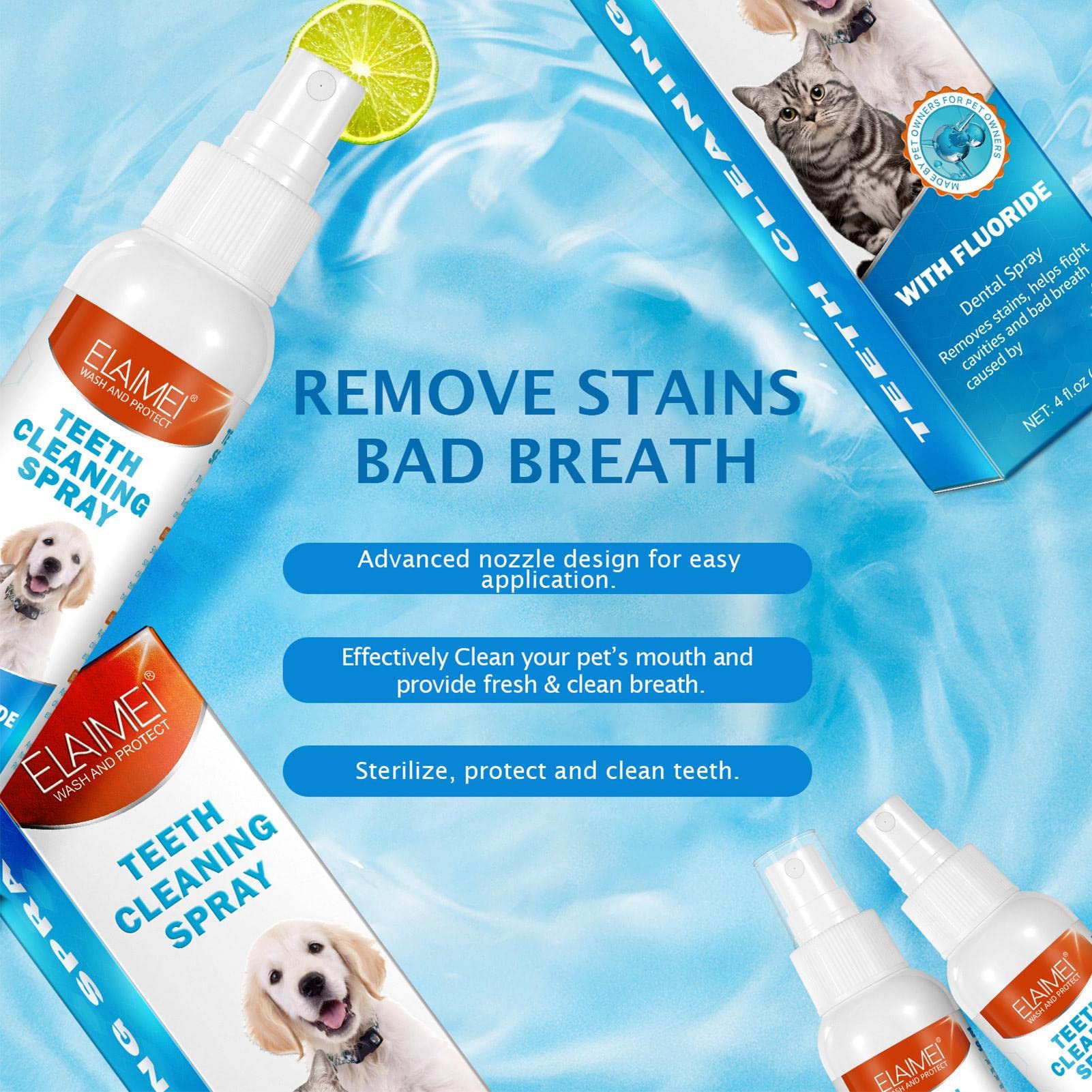 NNEDSZ 2 Pcs Pet Oral Breath Freshener Spray | Eliminates Bad Breath | Dental Care for Dogs & Cats-4